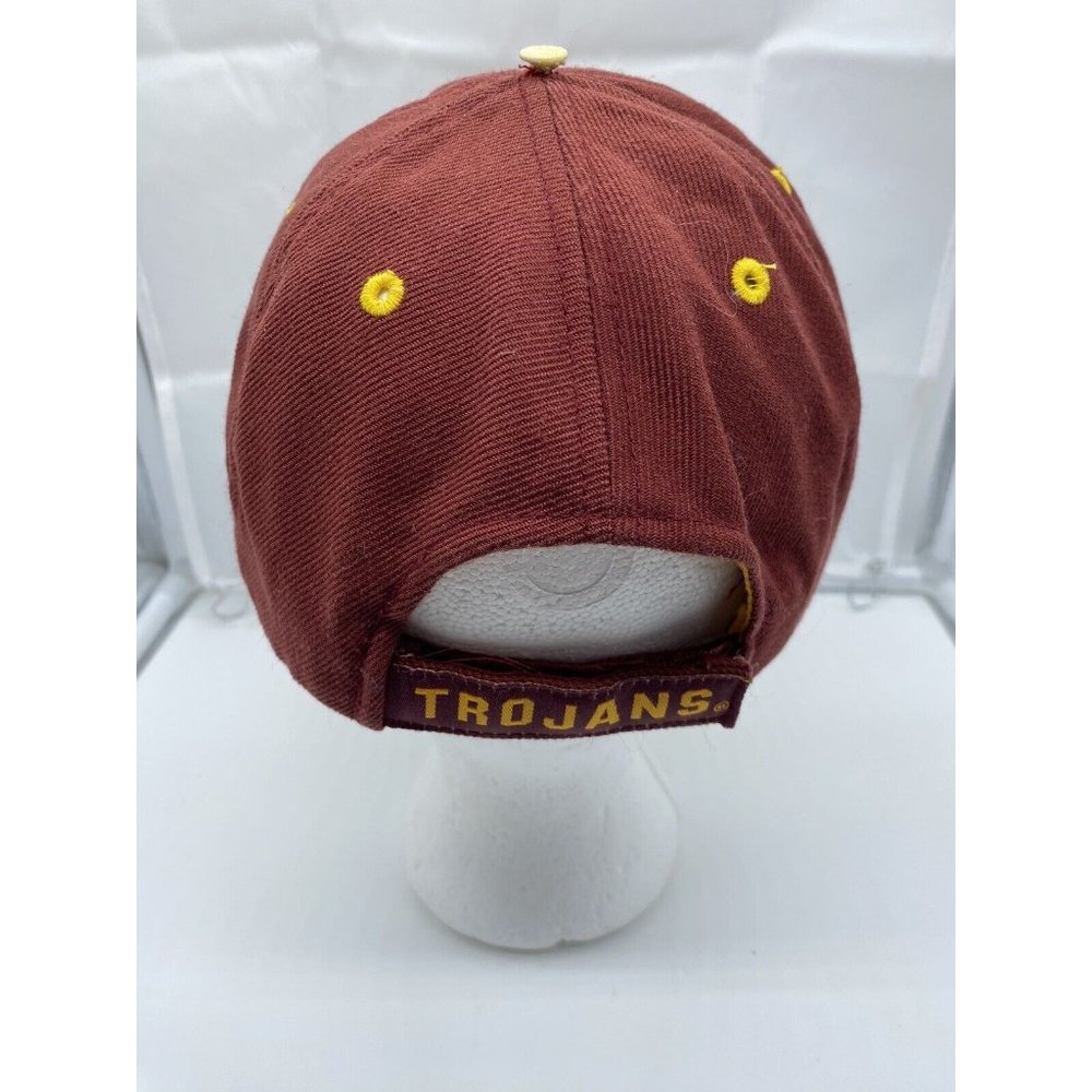 USC Trojans Burgundy Yellow Adjustable Baseball Cap Hat Hook & Loop NCAA Vintage - Picture 4 of 8